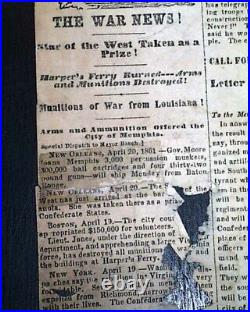 Extremely RARE Civil War CONFEDERATE BROADSIDE Vicksburg MS MAP 1861 Newspaper