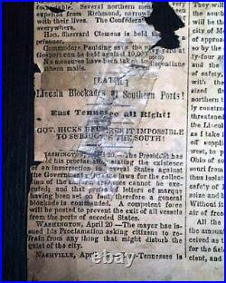 Extremely RARE Civil War CONFEDERATE BROADSIDE Vicksburg MS MAP 1861 Newspaper