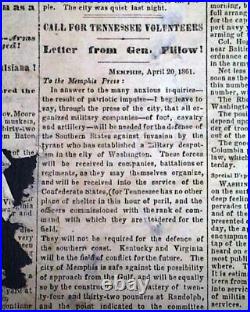 Extremely RARE Civil War CONFEDERATE BROADSIDE Vicksburg MS MAP 1861 Newspaper