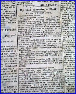 Extremely RARE Civil War CONFEDERATE BROADSIDE Vicksburg MS MAP 1861 Newspaper