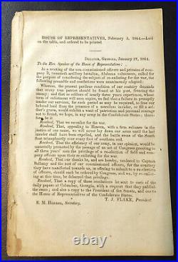 Extremely Rare! Confederate Broadside/ Imprint Resolutions of Alabama Artillery