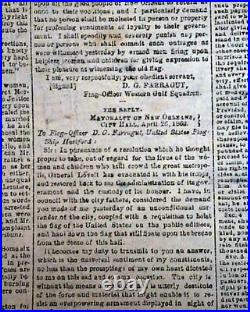 FALL OF NEW ORLEANS Louisiana LA in Confederate Civil War 1862 VA Newspaper