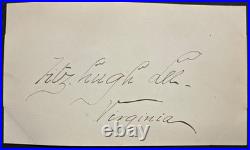 Fitzhugh Lee Autograph Signed Confederate General Governor Virginia Civil War