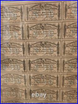 Framed 1864 Confederate Civil War $1000 Bond Third Series 29 x 18