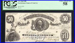 Fully Framed T-8 1861 $50 Confederate Currency CIVIL War Money Pcgs 58 46732