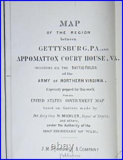 GENERAL ROBERT E LEE Antique 1863 GETTYSBURG MAP Relic CSA Soldier CONFEDERATE