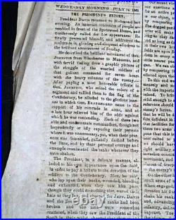 Great 1st Battle of Bull Run Manassas VA Civil War Confederate VA 1861 Newspaper