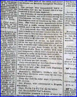 Great 1st Battle of Bull Run Manassas VA Civil War Confederate VA 1861 Newspaper