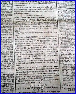 Great 1st Battle of Bull Run Manassas VA Civil War Confederate VA 1861 Newspaper