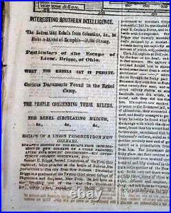 Great AMERICAN CIVIL WAR Current Union & Confederate States MAP 1862 Newspaper