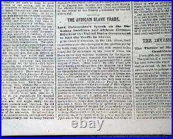 Great AMERICAN CIVIL WAR Current Union & Confederate States MAP 1862 Newspaper