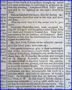 Great BATTLE OF GETTYSBURG Confederate Capital Richmond VA Civil War 1863 News