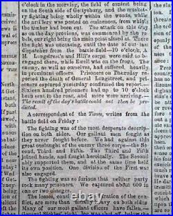Great BATTLE OF GETTYSBURG Confederate Capital Richmond VA Civil War 1863 News