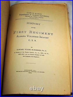 HISTORY OF THE FIRST REGIMENT ALABAMA INFANTRY 1904 Civil War Confederates CSA
