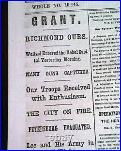 Historic Fall of Richmond Confederate Capital Civil War Ending 1865 Newspaper