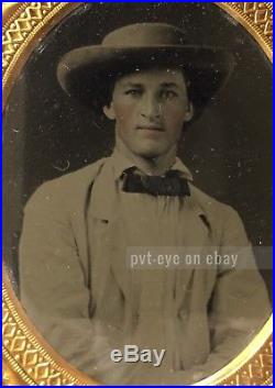 ID'd Man in Slouch Hat Southern Confederate Civil War Solider Tintype Photo