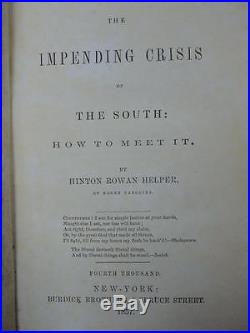 IMPENDING CRISIS Civil War CONFEDERATE Southern Army RARE Antique 1ST EDITION