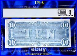 INA CONFEDERATE 1864 $10 US Obsolete Currency Bank Note T-68 Civil-War PCGS 63