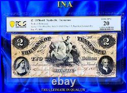 INA Nashville Bank of Tennessee $2 US Summerville Civil-War PCGS 20 Rare Top-Pop