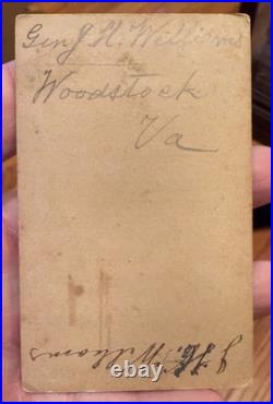 Ink inscribed ID'd Civil War confederate soldier CDV J. H. Williams, 7th Va Cav