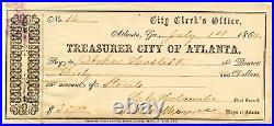 JAMES M CALHOUN, Confederate Atlanta Mayor, Civil War-Date Signed Check 12079