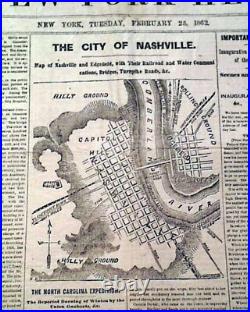 JEFFERSON DAVIS Confederate President Inauguration 1862 Civil War MAP Newspaper