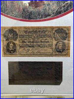 Jackson And Lee Framed Print With $1000 & Ten Cent Confederate Note