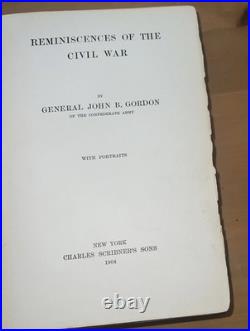 John B Gordon Reminiscences Civil War Confederate Memoir 1st Ed HC