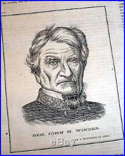 John H. Winder CONFEDERATE Illustrated Civil War RICHMOND VA 1863 Old Newspaper