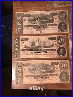 Large US Confederate Currency lot! Old Civil War Notes! Very Rare Free Shipping