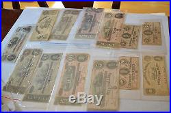 Lot of 13 Confederate States of America Obsolete Civil War Currency Notes