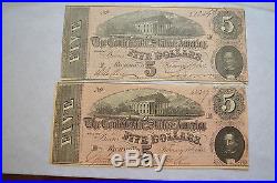 Lot of 13 Confederate States of America Obsolete Civil War Currency Notes