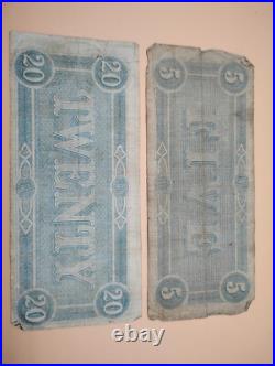 Lot of Heriloom Confederate States of America Civil War Bonds and Notes 8 Total