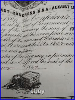 Lot of Heriloom Confederate States of America Civil War Bonds and Notes 8 Total
