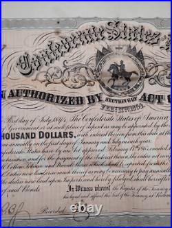 Lot of Heriloom Confederate States of America Civil War Bonds and Notes 8 Total