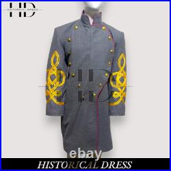 New Civil War Confederate Colonel Frock Coat -Senior Officer Dark Gray Wool Coat