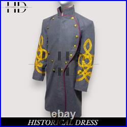 New Civil War Confederate Colonel Frock Coat -Senior Officer Dark Gray Wool Coat