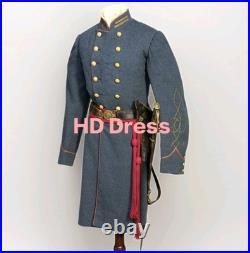 New Civil War Confederate General Frock Coat Grey Wool Officer Tunic Gold Braid