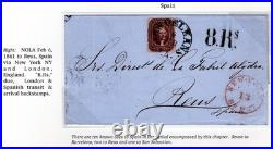 New Orleans Confederate Civil War 1861 to Reus (ONLY 2 Known) Spain via NY