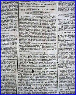 Nice Pair (2) BATTLE OF BULL RUN Manassas VA Confederate & Union 1861 Newspapers