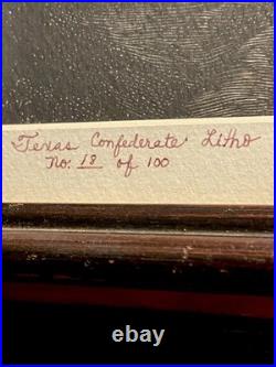 Numbered CONFEDERATE CIVIL WAR ERA GENERAL J. E. B. STUART Framed Lithograph Texas