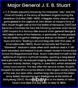 Numbered CONFEDERATE CIVIL WAR ERA GENERAL J. E. B. STUART Framed Lithograph Texas