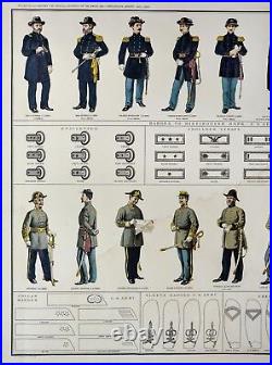 Official Records Civil War Print Union & Confederate Soldiers in Uniforms Caps