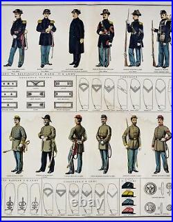 Official Records Civil War Print Union & Confederate Soldiers in Uniforms Caps