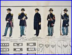 Official Records Civil War Print Union & Confederate Soldiers in Uniforms Caps