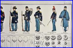 Official Records Civil War Print Union & Confederate Soldiers in Uniforms Caps