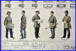 Official Records Civil War Print Union & Confederate Soldiers in Uniforms Caps
