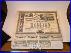 Original 1863 Civil War Confederate States $1000 War Bond with Coupons