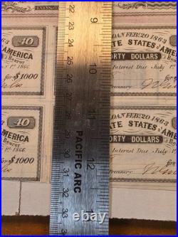 Original 1863 Civil War Confederate States $1000 War Bond with Coupons