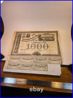 Original 1863 Civil War Confederate States $1000 War Bond with Coupons